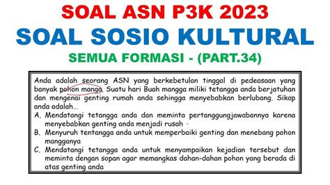 Soal Sosio Kultural Seleksi PPPK 2023 Soal Seleksi ASN P3K Tahun 2023