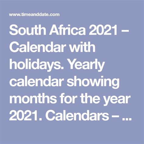 South Africa 2021 Calendar