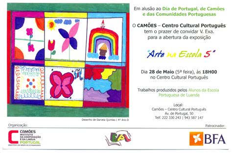 Convite Exposição Arte na Escola Escola Portuguesa de Luanda