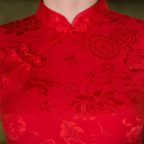 Sheng Coco Women S Red Chinese Traditional Dresses Thin Short Jacquard