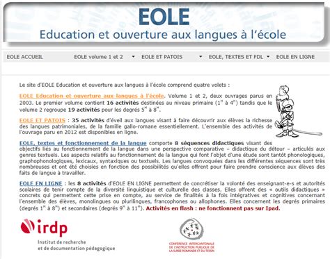 EOLE -Education et ouverture aux langues à l'école :: IRDP :: Institut