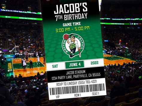 Boston Celtics Themed Ticket Invitation Boston Celtics Etsy