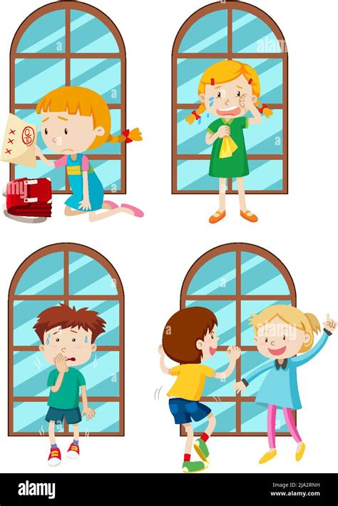 Set of simple kids cartoon characters illustration Stock Vector Image ...