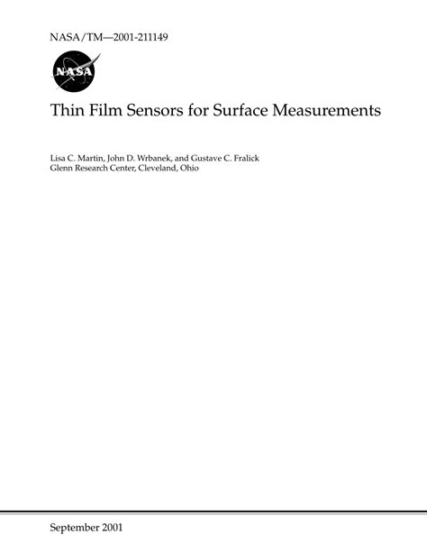 (PDF) Thin Film Sensors for Surface Measurements