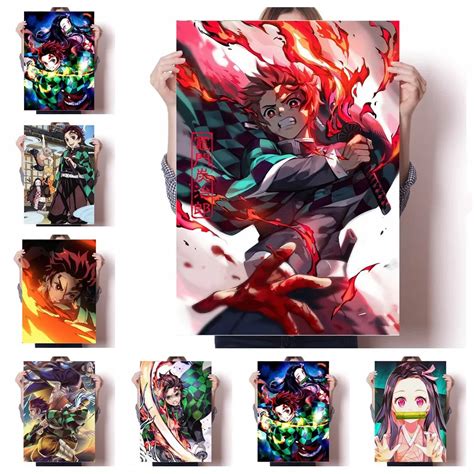 Demon Slayer Anime Poster Tanjirou Nezuko Wall Art Kawaii Room Decor OutletTrends.com Free ...