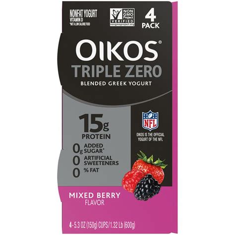 Oikos Triple Zero Mixed Berry Greek Yogurt 5 3 Oz From Market Basket