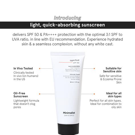 minimalist spf  light fluid sunscreen white  ml pack