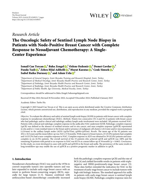 PDF The Oncologic Safety Of Sentinel Lymph Node Biopsy In Patients