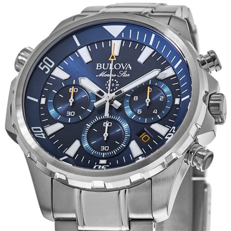 Bulova Marine Star Blue Chronograph Dial Stainless Steel Men S Watch B