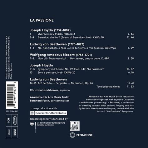 Christina Landshamer Akademie F R Alte Musik Berlin La Passione Cd