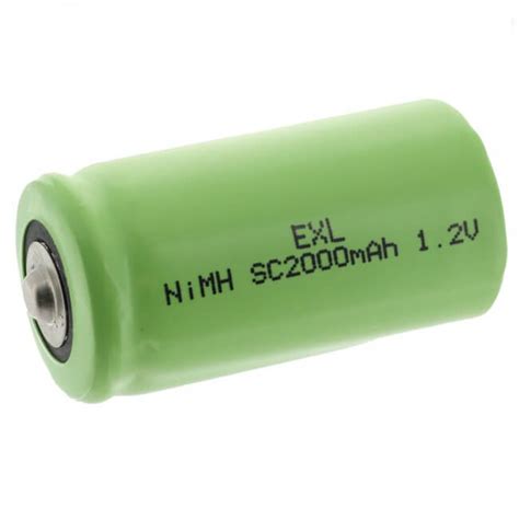 EJH SC2000B 1 2V SubC 2000mAh NIMH Rechargeable Button Top Battery