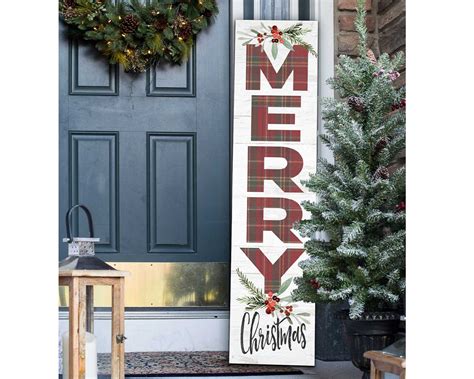 Merry Christmas Porch Leaner Sign Buffalo Check Plaids And Etsy