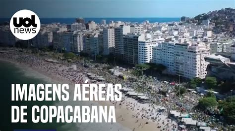 Bolsonaro chega a Copacabana imagens aéreas mostram manifestação de