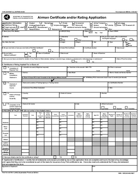 Fillable Online FAA Form 8710 1 Airman Certificate And Or