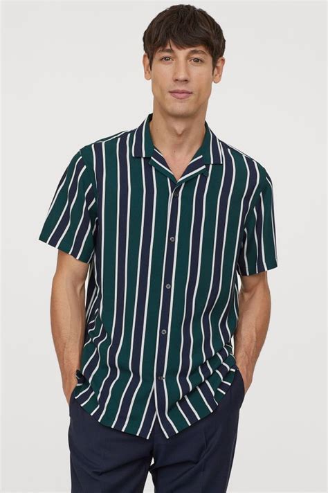 Green Striped Shirt Mens Outfit - artikel-alquds