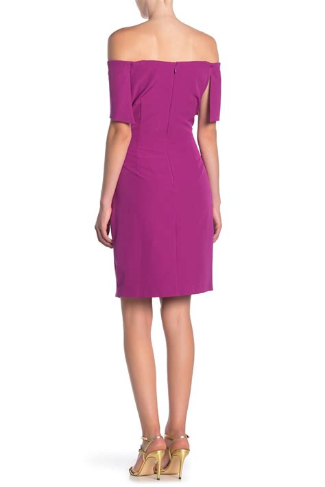 Marina Off The Shoulder Popover Ruched Sheath Dress Nordstrom Rack