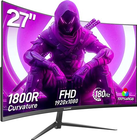 Gawfolk Écran Pc Gamer Incurvé 27 Pouces 180hz 1080p Moniteur Pc