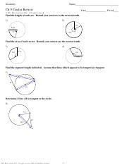 Geometry Ch 9 Circles Review Pdf Geometry Name Ch 9 Circles