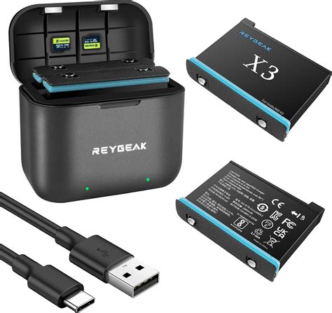 REYGEAK 2 Packs Replacement Insta 360 X3 Battery 1800mAh And 2 Channel