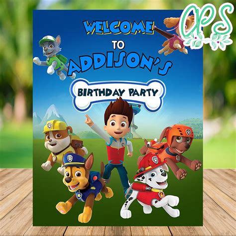 Printable Paw Patrol Birthday Sign Instant Download Custompartyshirts