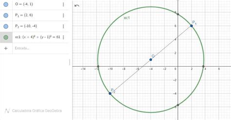 El Extremo De Un Diámetro De Una Circunferencia De Centro O 4 1 Es P 2 6 Hallar Las