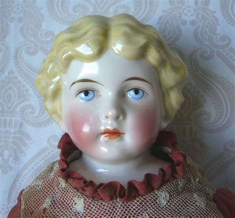 Sweet German Kling Pink Tint Glazed Porcelain China Head Doll With