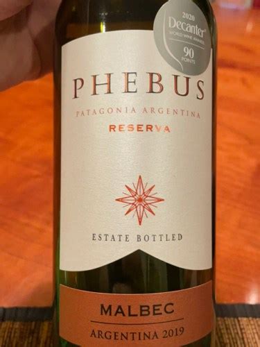 2019 Phebus Reservado Malbec Vivino United States