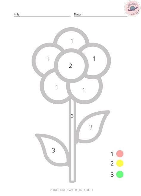 A Flower Is Shown With Numbers And Colors To Match Its Color By Number