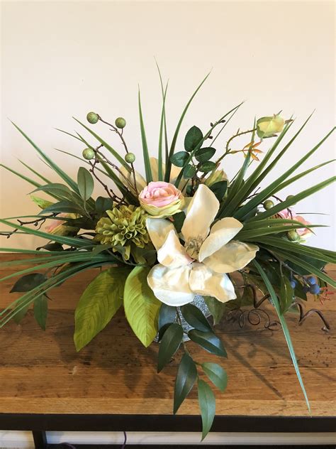 Magnolia Floral Arrangement Dining Table Floral Silk Floral Etsy