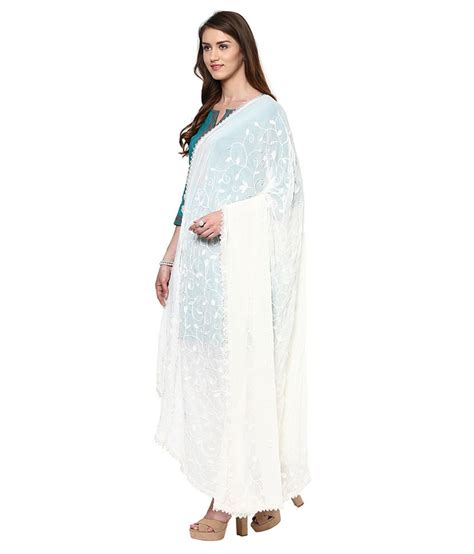 Dupatta Bazaar White Pure Chiffon Dupattas Price In India Buy Dupatta