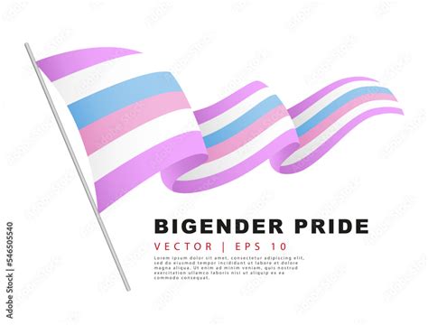 The Flag Of Bigender Pride Hangs On A Flagpole And Flutters In The Wind