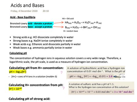 Aqa A Level Chemistry Acids And Bases A Notes New Spec Teaching