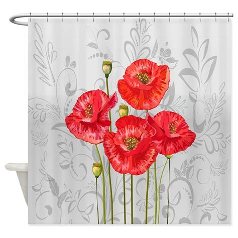 Four Pretty Red Poppies Shower Curtain By Admin Cp18742059