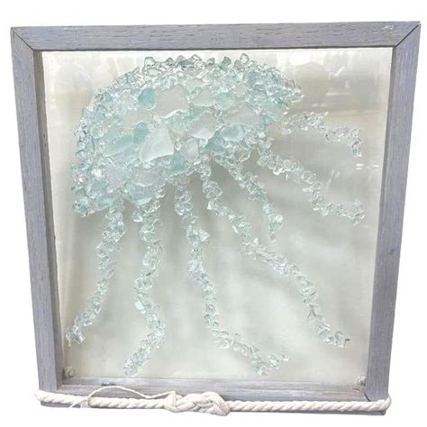 Sea Glass Jelly Fish Art Glass Flowers Sea Glass Crafts Wall