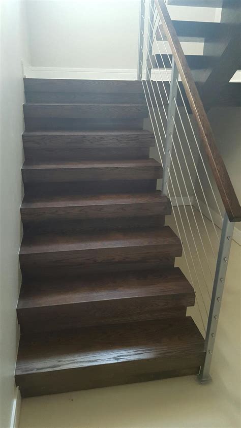 Open Risers Stairs With Wire Cable Railing HL Stairs Custom