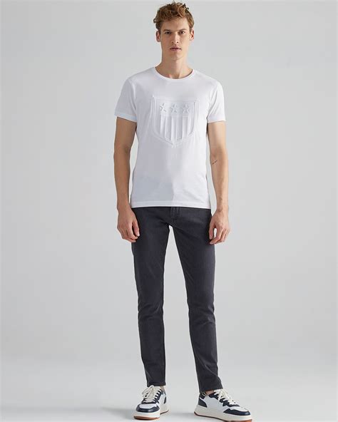 Gant Erkek Beyaz Regular Fit Bisiklet Yaka Logolu T Shirt M