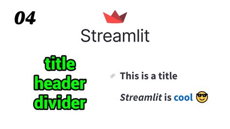 How to make Title, Header in streamlit | Web application python - YouTube