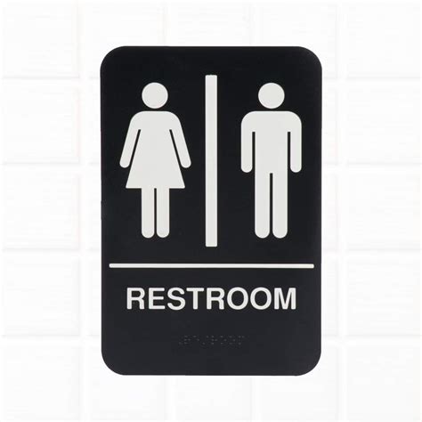 Ada Unisex Restroom Sign With Braille Black And White 9 X 6 Inches Ada Restroom Sign Unisex