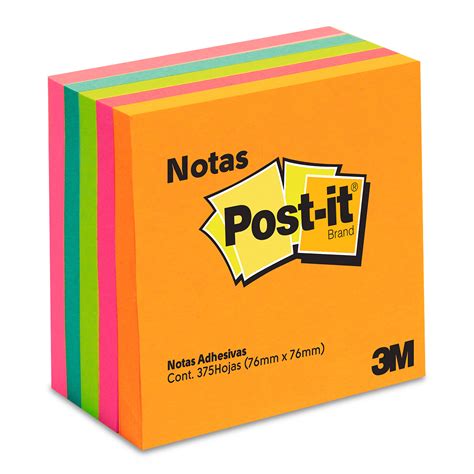 Notas Adhesivas 3m Post It 2072 Colores Surtidos 7 6 X 7 6 Cm Office