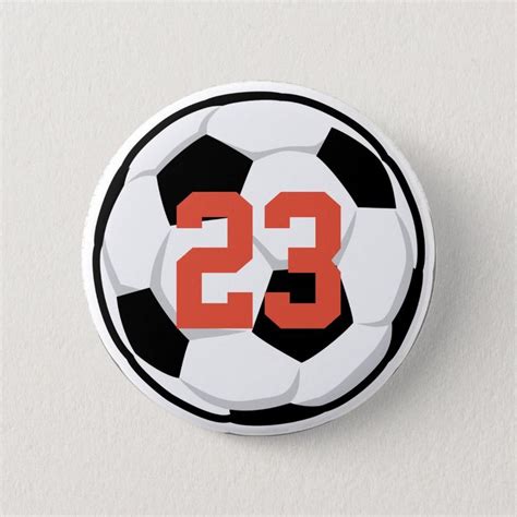 Sports Soccer Ball Player Number Team Spirit Fan Button Zazzle