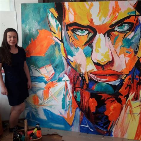 Duży obraz mężczyzna 100x100cm olej akryl Emilia Czupryńska