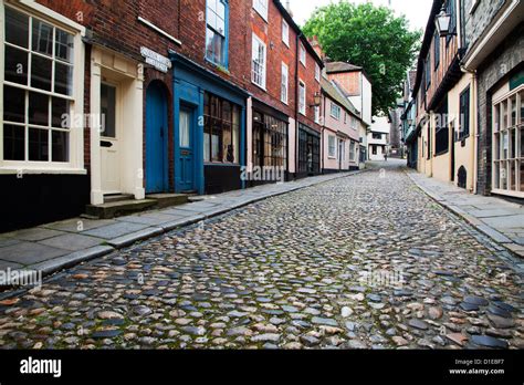 Old Cobbled Street Elm Hill Norwich Norfolk England United Kingdom