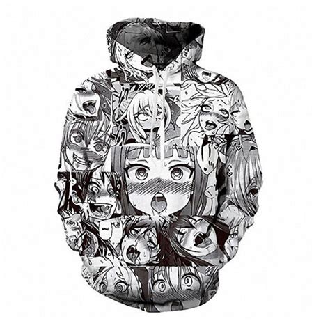 Ahegao Anime Face Hoodie Hentai Manga Mens 3d Printed Sweatshirt