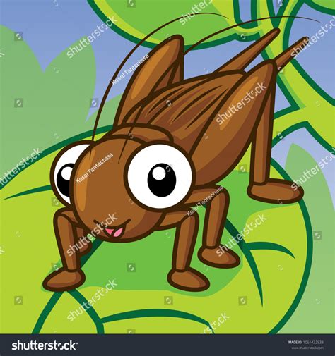 Cartoon Funny Cricket Cute Vector Stock Vector (Royalty Free) 1061432933