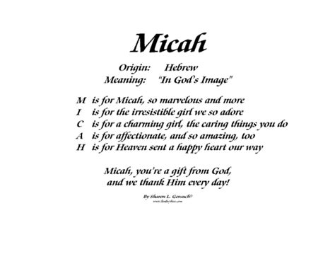 Meaning of Micah - LindseyBoo