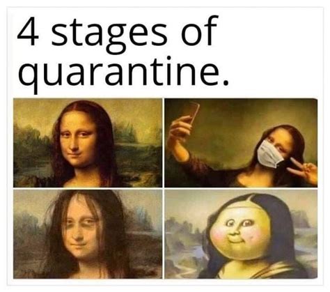 The 4 Stages Of Quarantine - Mona Lisa Meme - Shut Up And Take My Money