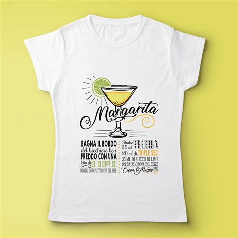 T Shirt Bianca Da Donna Con Ricetta Del Famoso Cocktail Margarita