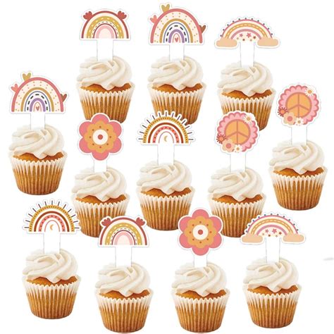 Pcs Hippie Party Cupcake Toppers For Two Groovy Birthday Party