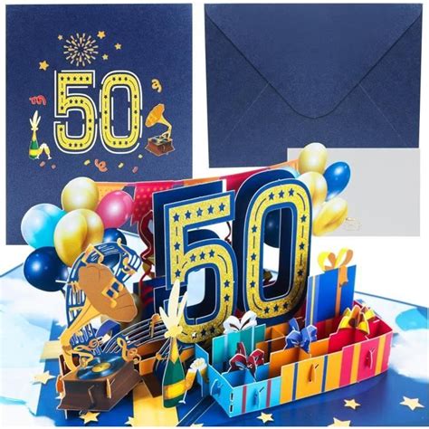 Carte Anniversaire Pop Up De 50 Ans Avec Enveloppe 3D Pop Up Carte 50