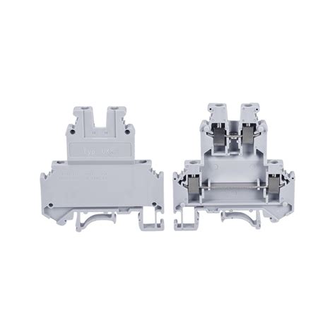 DIN Rail Mount Double Level Terminal Blocks Screw Type Grey UKK3 Pack